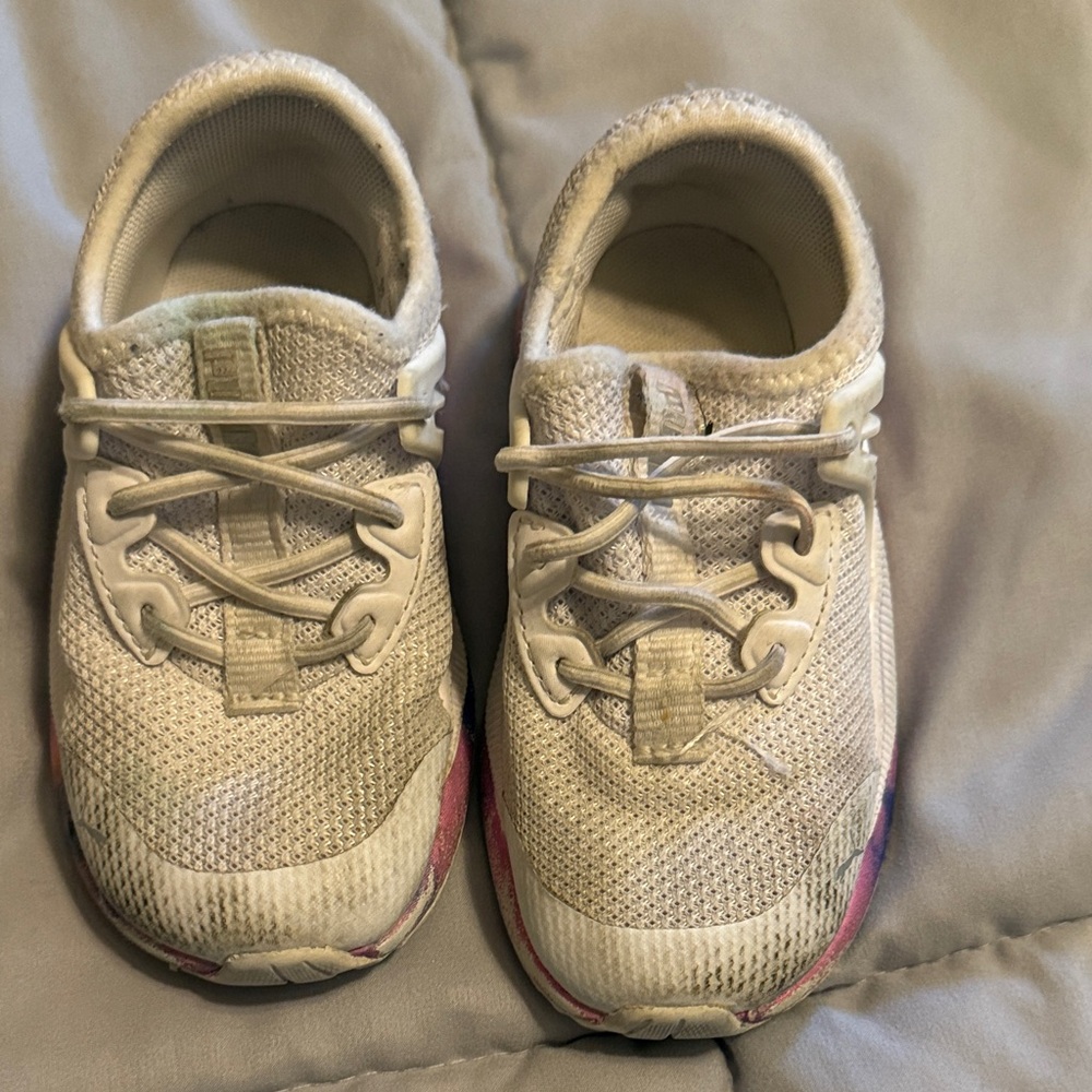 Kids White and Pink Sneakers